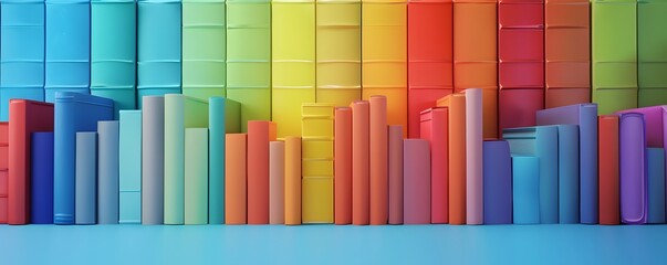 Obraz premium Colorful Books Arranged In A Rainbow Pattern