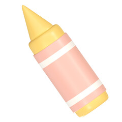 Cute 3D Pink and Yellow Crayon Illustration