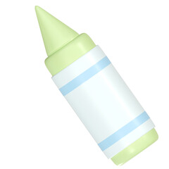 Cute 3D Green Crayon Illustration