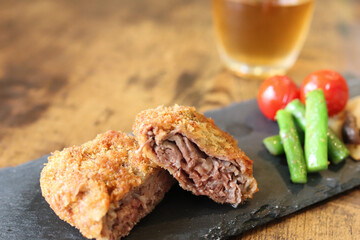 牛肉切落しで作るミルフィーユかつ