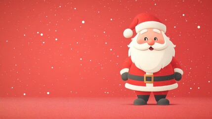 A smiling santa with a red backpack and a red coat