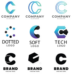 Letter alphabet logo C design Corporate business brand company abstract logo design collection