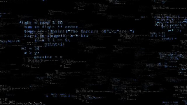 Abstract digital glitch effect noise Error signal Code Scrolling Programming Virus code software hack concept. Cyber security software developer Computer script cyberspace Software development process