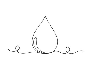 Continuous one line water droplet shape vector illustration.