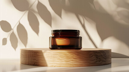 Cosmetic cream in a glass jar. Skin care concept. Cosmetic products background