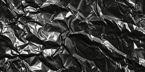 Metallic crumpled texture reflecting abstract shiny surface patterns