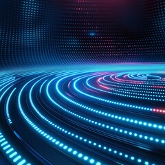 Fototapeta premium Futuristic Abstract Background with Glowing Circles and Neon Lights in Blue and Red Tone