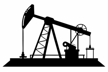 Oil pump jack Silhouette Vector art, illustration on a white background