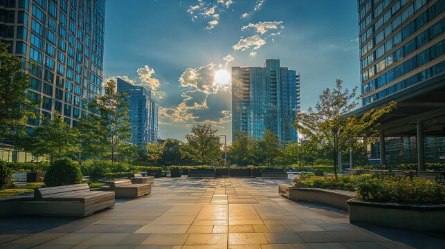 Luxury lifestyle in the city, with upscale urban living, skyscrapers, and high-end amenities