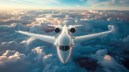 Luxury plane facing forward aerodynamic curves gleaming