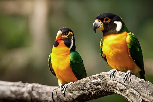 Black-Headed Caique: Distinctive black head; known for their cheerful disposition.