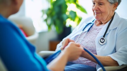 A clinical geriatrician conducting a geriatric assessment in a geriatric care facility, with elderly patient and geriatric assessment tools visible, Geriatric medicine style