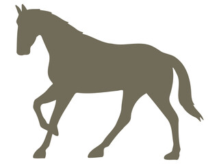 横から見た歩いている馬のシルエットイラスト素材