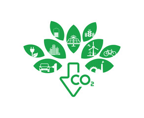 reducing CO2 emissions to stop climate change. green energy background	