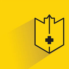 shield weapon with drop shadow on yellow background