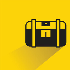 treasure chest icon with shadow on yellow background