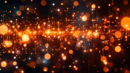 Abstract Background with Glowing Orange and Yellow Lights