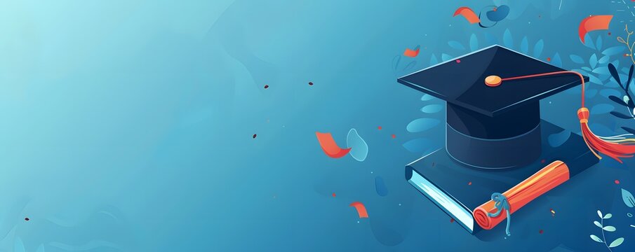 Graduation Cap Diploma and Book Celebrate Success