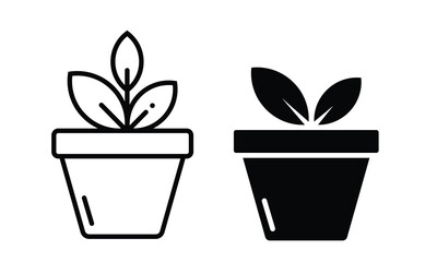 plant pot silhouette vector icon isolated on white background