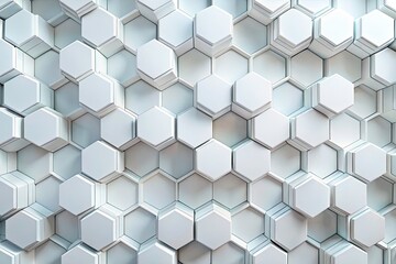 Fototapeta premium Abstract White 3D Hexagon Pattern - Futuristic Technology Background with Honeycomb Mosaic Design for Modern Wallpapers and Digital Art