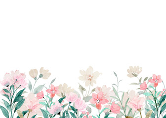 watercolor flower frame background vector
