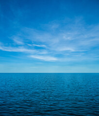 Landscape photography beautiful summer season vertical horizon tropical shore open sea cloud clean blue sky background calm nature ocean wave water nobody travel at Koh Muk Trang Thailand sun day time