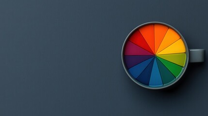 Obraz premium Colorful Rainbow Color Wheel in Mug Design Concept