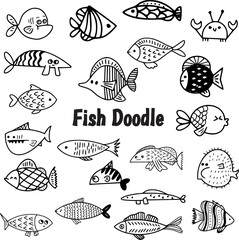 fish line art doodle vector illustration