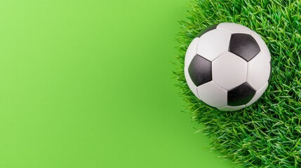 Soccer Ball on Green Grass Field Sports Game Competition Background