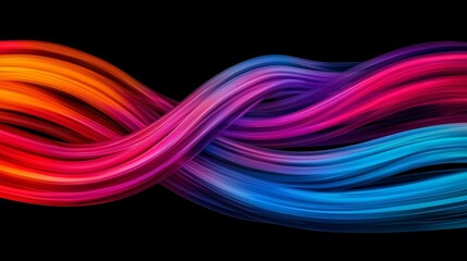 Colorful fiber optic cables transmitting data digital network abstract art dark background close-up technology innovation