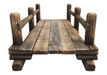 Wooden bridge. Isolated asset with transparent background.
