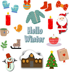 winter kawaii element vector illustration