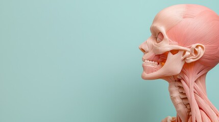 Human Anatomy Model Head Neck Muscles and Skull 3D Illustration