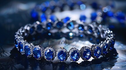 Sapphire bracelet gleaming under soft spotlight