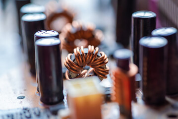 Abstract, Close up at electronic circuits, we see the technology of the mainboard, which is the important background of the computer. (logic board,cpu motherboard,Main board,system board,mobo)	