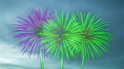 Obraz premium Colorful fireworks bursting in the sky, creating a festive atmosphere.