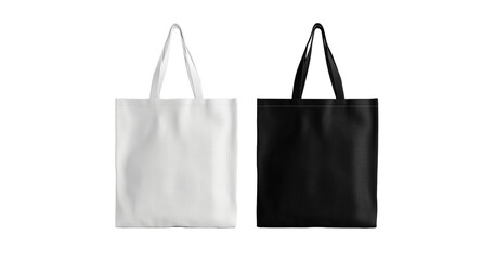 Blank Tote Bags White and Black Canvas Shopping Bags Mockup