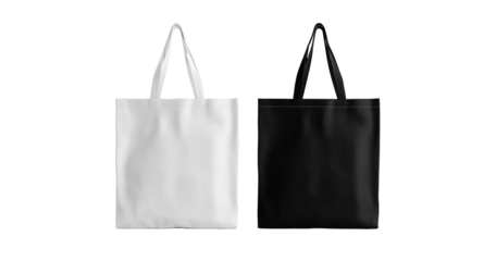 Blank Tote Bags White and Black Canvas Shopping Bags Mockup