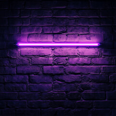 Purple neon light photo, on the wall. Generative AI.