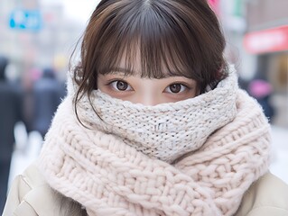 マフラーと日本人女性