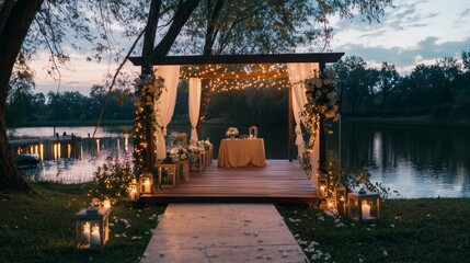Ethereal Intimacy: Micro Wedding Ceremony at Lakeside Gazebo in Nature's Embrace