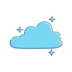 Simple and cute cloud vector illustration in blue color, cloud vector with blue color in hand drawn style