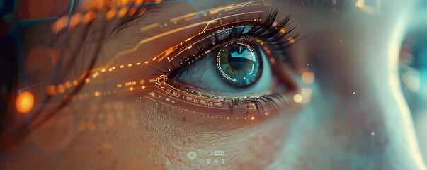Futuristic Eye Overlay Digital Interface Technology