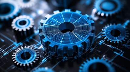 Interlocking Gears Representing Technological Advancement and Collaboration