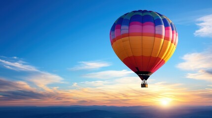 Fototapeta premium Colorful Hot Air Balloon Sunrise Landscape Adventure Travel