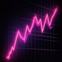 Financial graph with up trend line candlestick chart in stock market on neon color Widescreen background