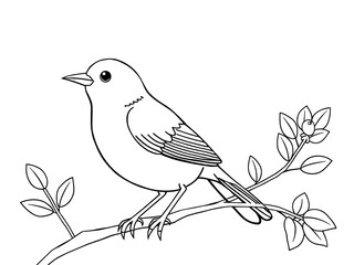 Obraz premium Charming Hand-Drawn Illustration: A Bird Perched on a Branch. AI Generated