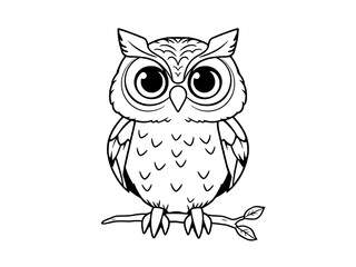 Fototapeta premium Adorable Hand-Drawn Owl Illustration on Branch. AI Generated
