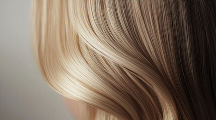 Fototapeta premium Close-up of long straight blonde hair for product dvertisement shampoo cosmetics