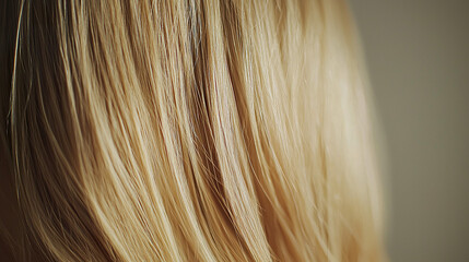 Close-up of long straight blonde hair for product dvertisement shampoo cosmetics